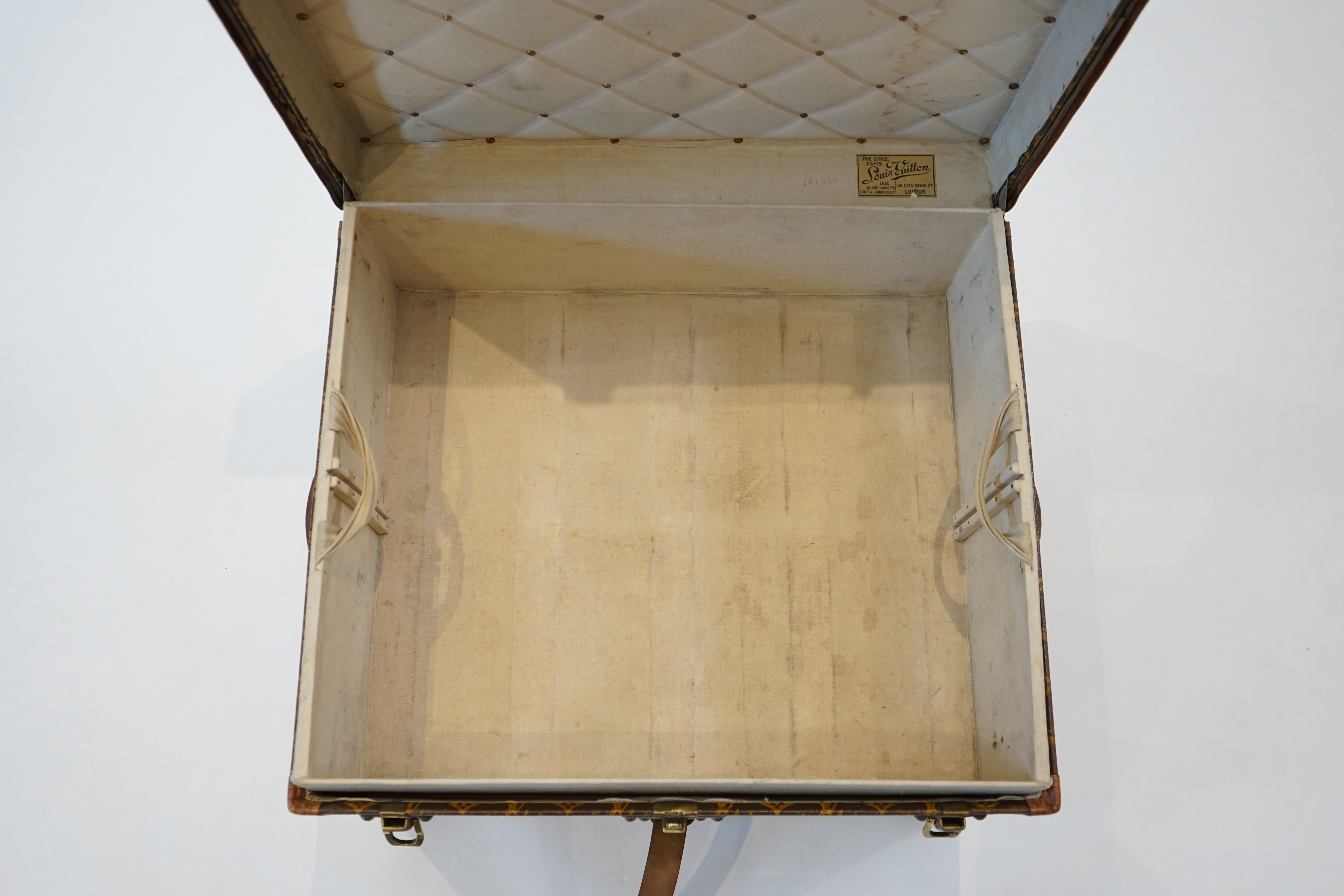 A vintage Louis Vuitton trunk width 61cm, depth 62cm, height 43cm